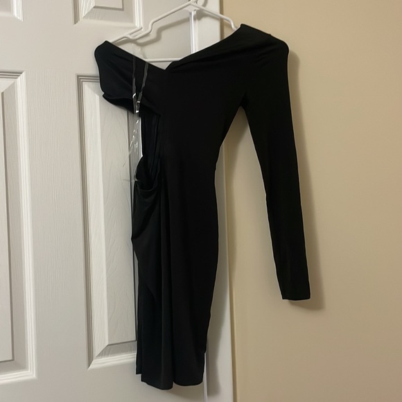 One Sided Long Sleeve Mini Dress - Picture 3 of 4